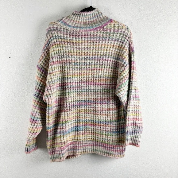 Topshop Space Dye Turtleneck Thick Knit Oversized Sweater US 8-10 Cream Pink - Picture 3 of 5